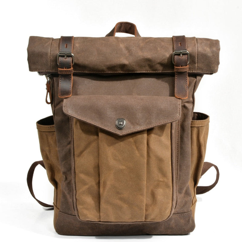 Oil wax Canvas Mountaineering Hiking Camping Bag School Unisex Backpack