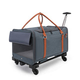 Multifunctional Trolley Cat Dog Pet Bag Outdoor Portable With Removable Wheels And Pull Rod