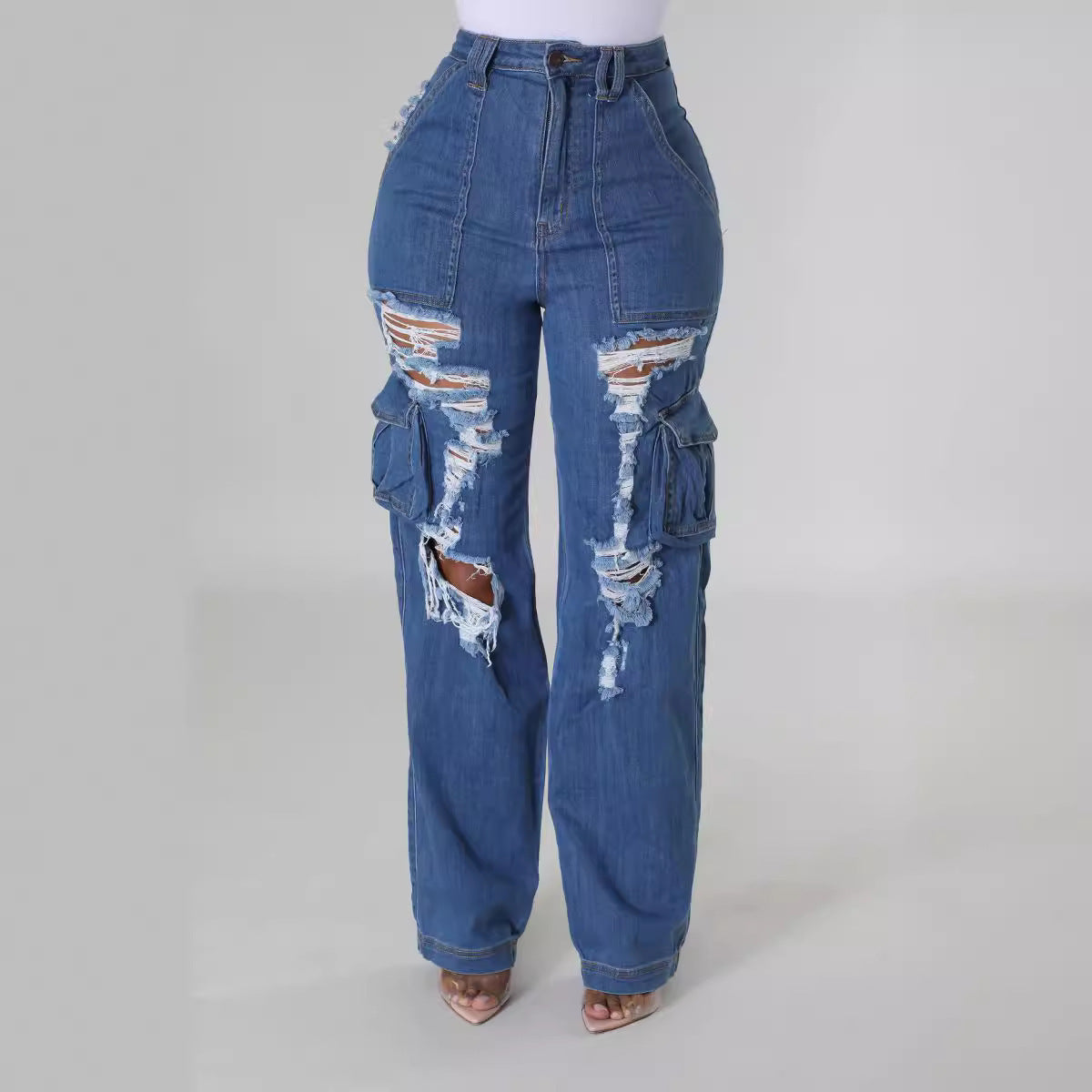 Women's Pants Ripped Stretchable Jeans