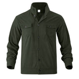Simple Versatile Multi-Pocket Long Sleeve Stand-Up Collar Jacket Men's Clothing