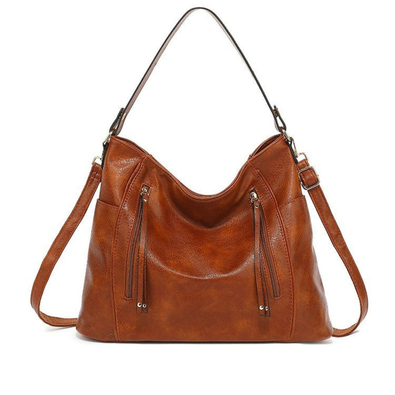 Fashionable Elegant Leather Handbag With Detachable Shoulder Strap