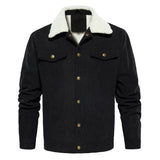 Men's Corduroy Jacket Winter Sherpa Lined Warm Thick Cargo Coat With 5 Pockets