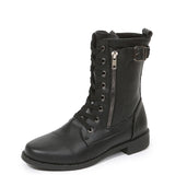 Lace-Up Western Cowboy Boots With Side Zipper Shoes For Women