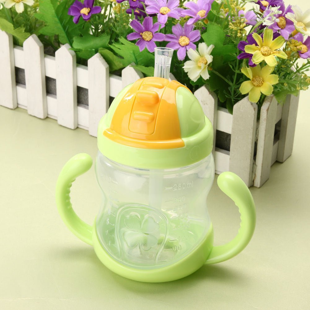 280ml Capacity Feeding Bottle With Handles & Straw - Weriion