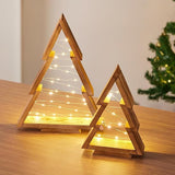 Wooden Christmas Tree With Lights Home Atmosphere Decoration