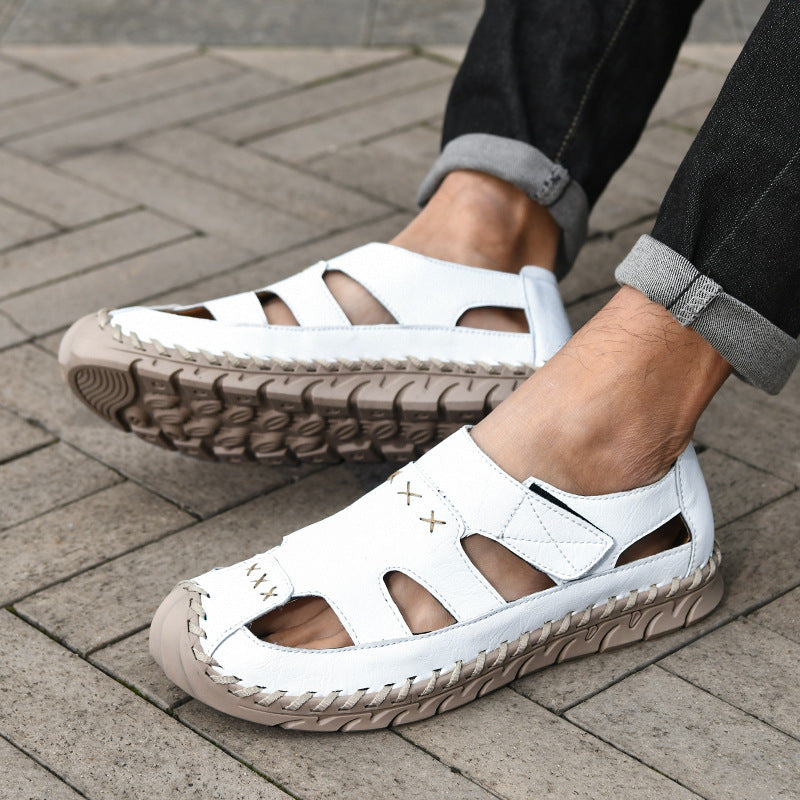 Men's Shoes Casual Hand-Stitched Velcro Sandals