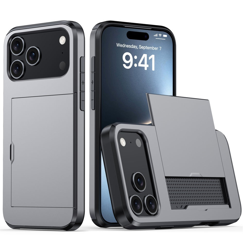 Protective Phone Case With Sliding Cover For Cards