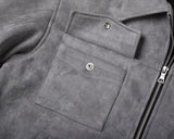 Vintage Solid Multi-Pocket Zip Jacket