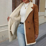 Fleece Suede Mid-Length Woolen Casual Warm Jacket Women's Coat