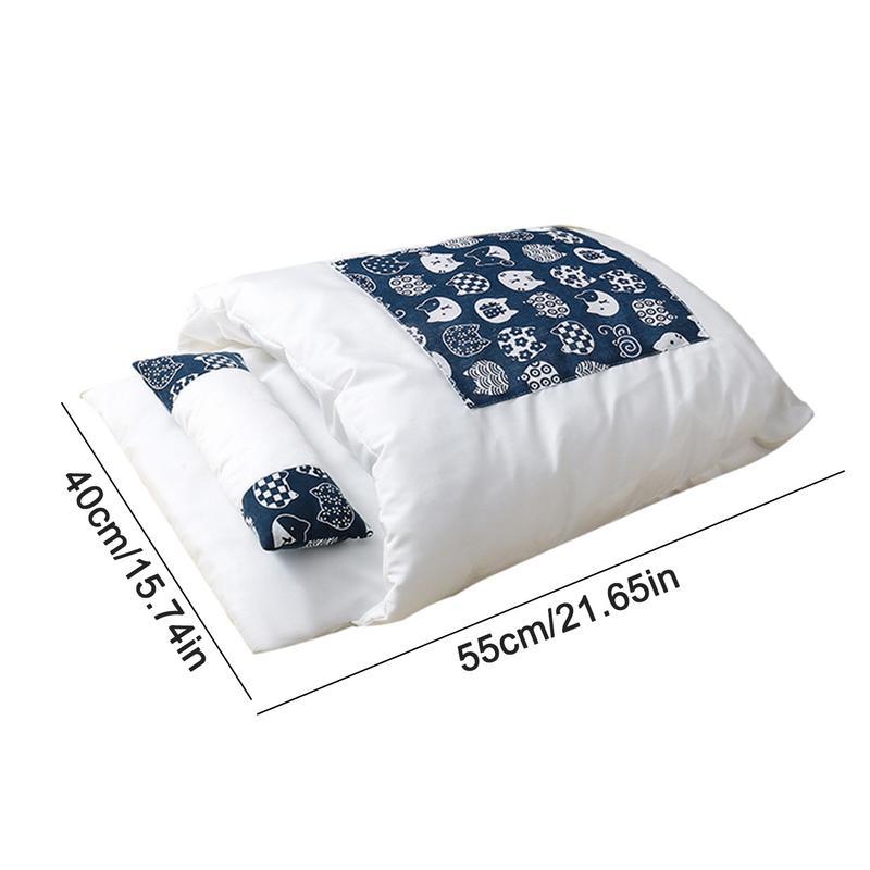 Cat Dog Pet Warm Cozy Cushion Bed With Blanket Design Pet Sleeping Bag.