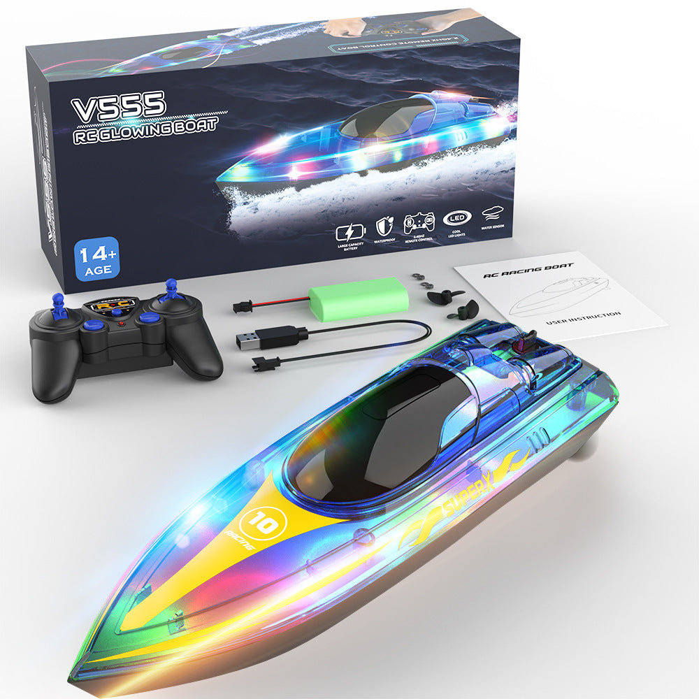 Luminous Remote-Control Ship High-Speed Speedboat LED Glare Boat Toy