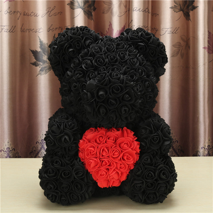Creative Christmas Rose Doll Holding-Heart Bear Romantic Gift For Lovers Girlfriends Wives