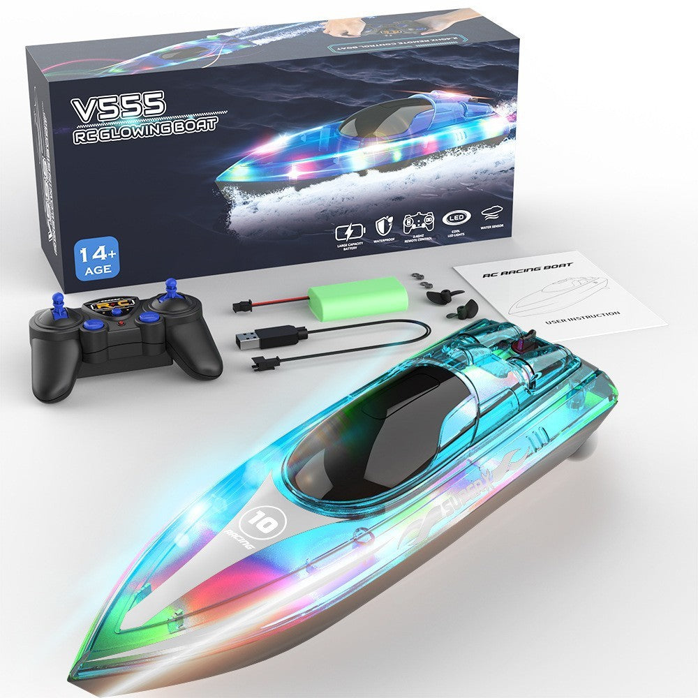 Luminous Remote-Control Ship High-Speed Speedboat LED Glare Boat Toy