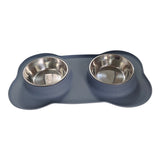Large Silicone Pet Bowl Double Stainless Steel Dog Bowl