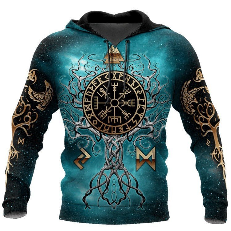 3D Digital Nordic Viking Designed Printed Hoodies - Weriion