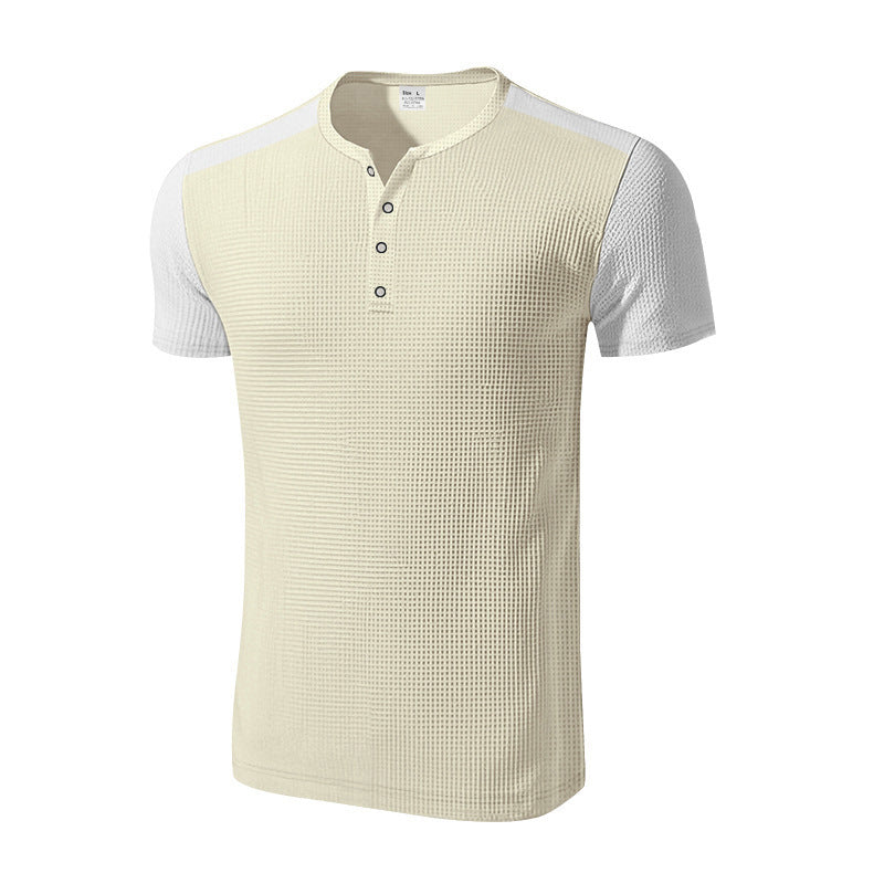 Men's Plus Size Solid Color Buttoned T-Shirts