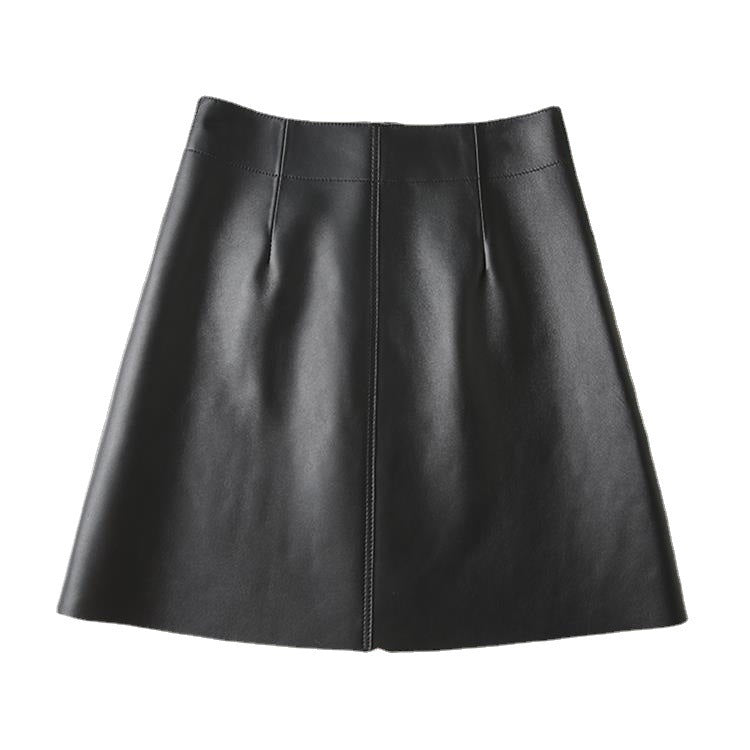 High Waist Thin Leather Skirt For Women