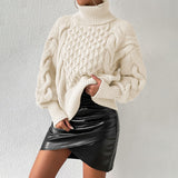Twist Thread Solid Color Loose Women's Sweater
