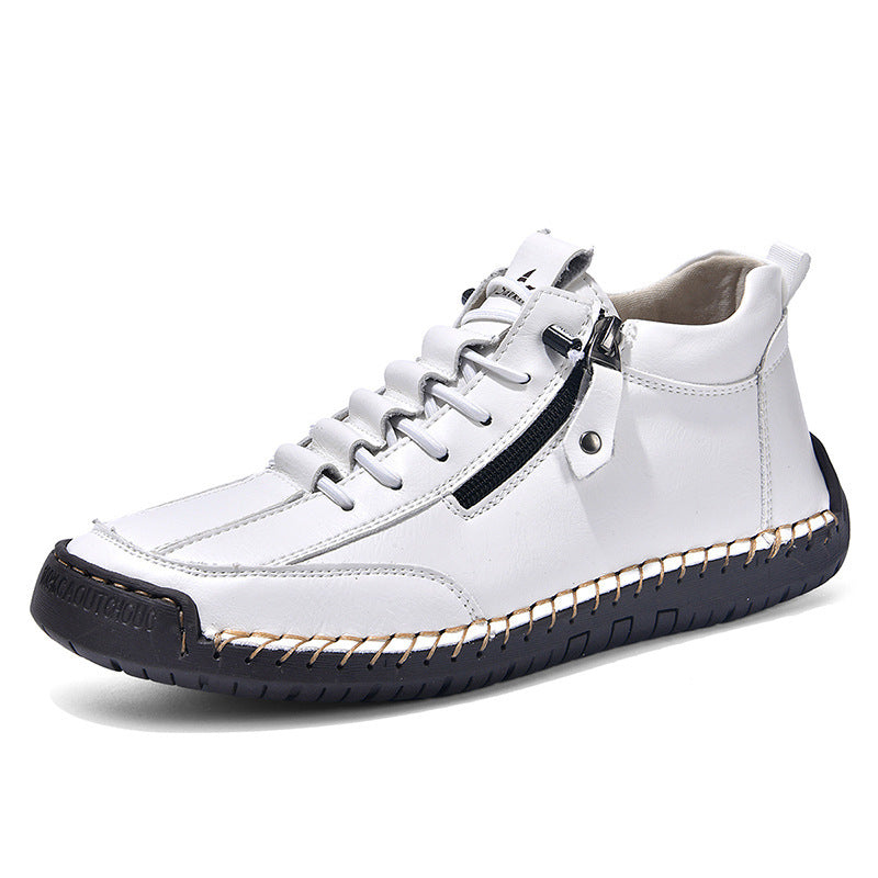 Men's Casual Retro Side Zipper Leather Shoes