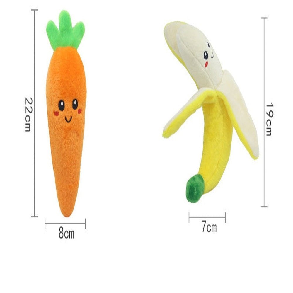 Juguetes masticables suaves de frutas y verduras de peluche para mascotas