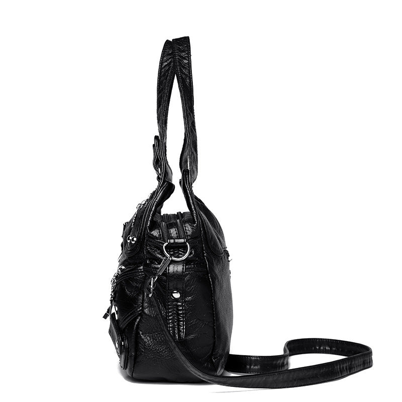 Women's Shoulder Bag Large Capacity Washed Leather Handbag