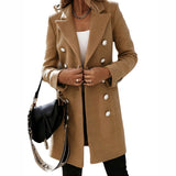 Fashion Turndown Collar Double-Breasted Spring Autumn Coat For Women