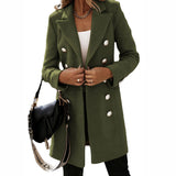 Fashion Turndown Collar Double-Breasted Spring Autumn Coat For Women