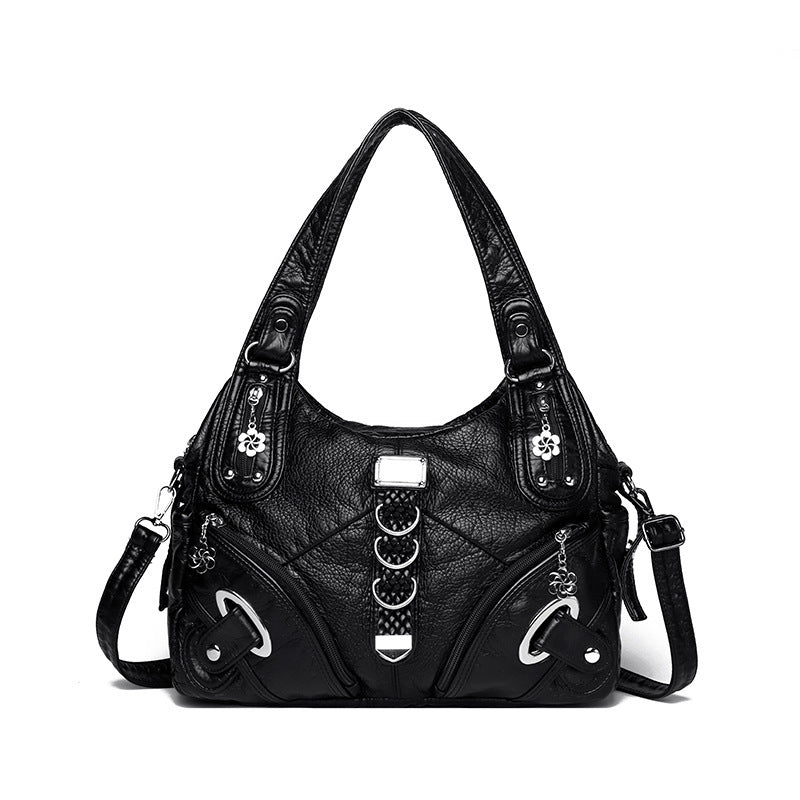Women's Shoulder Bag Large Capacity Washed Leather Handbag