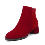 Pointed-Toe Suede Side Zipper Women's Boots