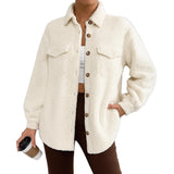Women's Solid Color Long-Sleeved Lapel Fleece Jacket