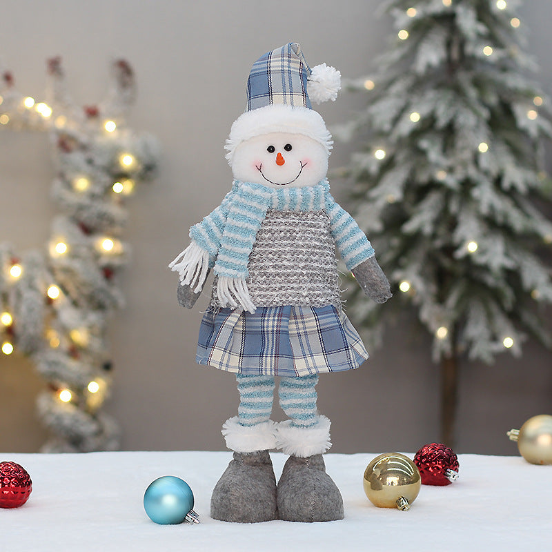 Large Blue Fabric Retractable Christmas Dolls