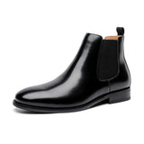 British Retro Chelsea Fleece-Lined Short Boots Men's Leather Shoes