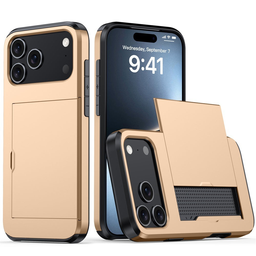 Protective Phone Case With Sliding Cover For Cards