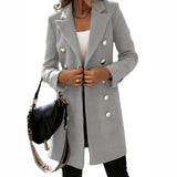 Fashion Turndown Collar Double-Breasted Spring Autumn Coat For Women