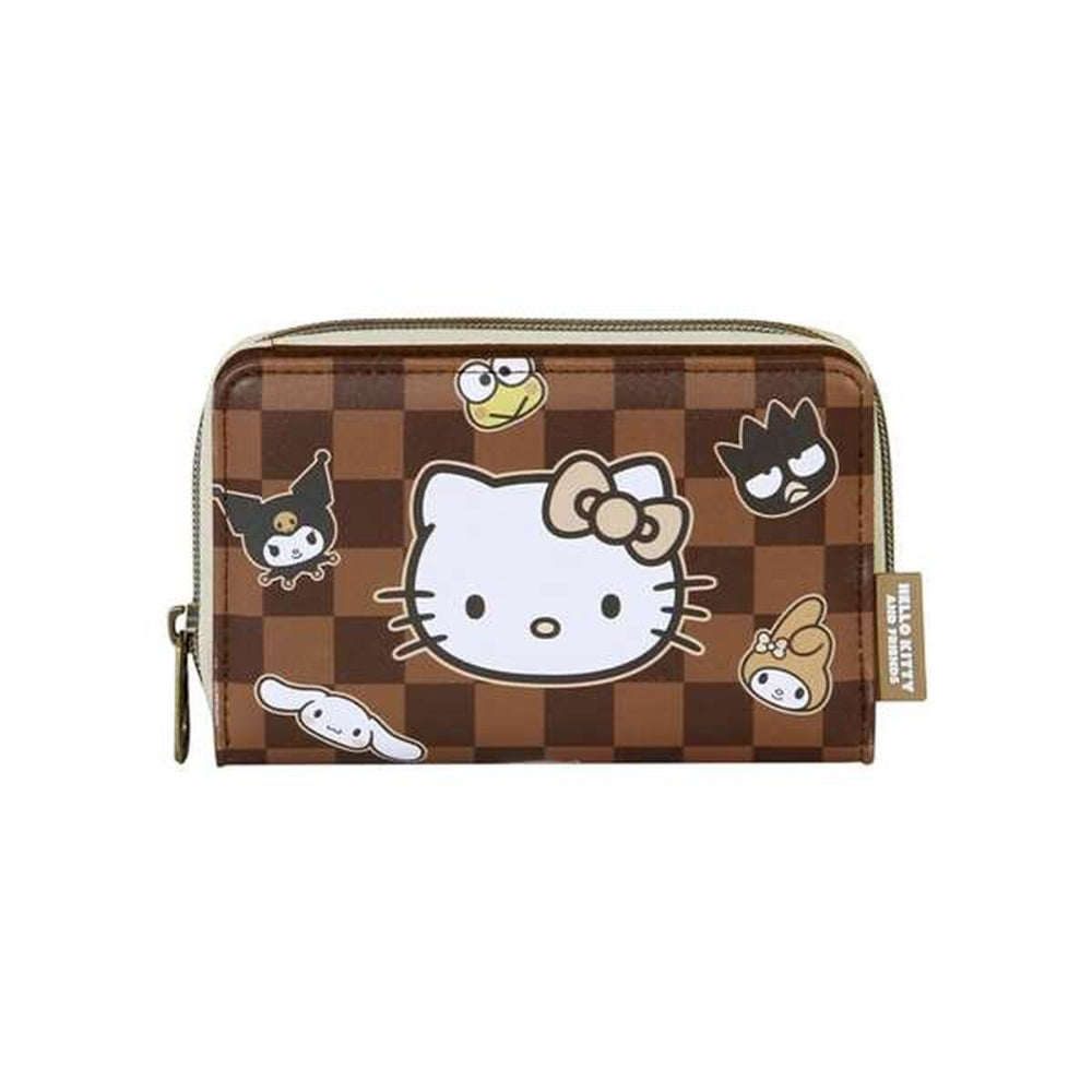 Brown Polyester Hello Kitty Wallet With Zipper