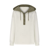 Women's Solid Color Waffle Fabric Hooded Loose Fit Sweater Long Sleeve Sweatershirt