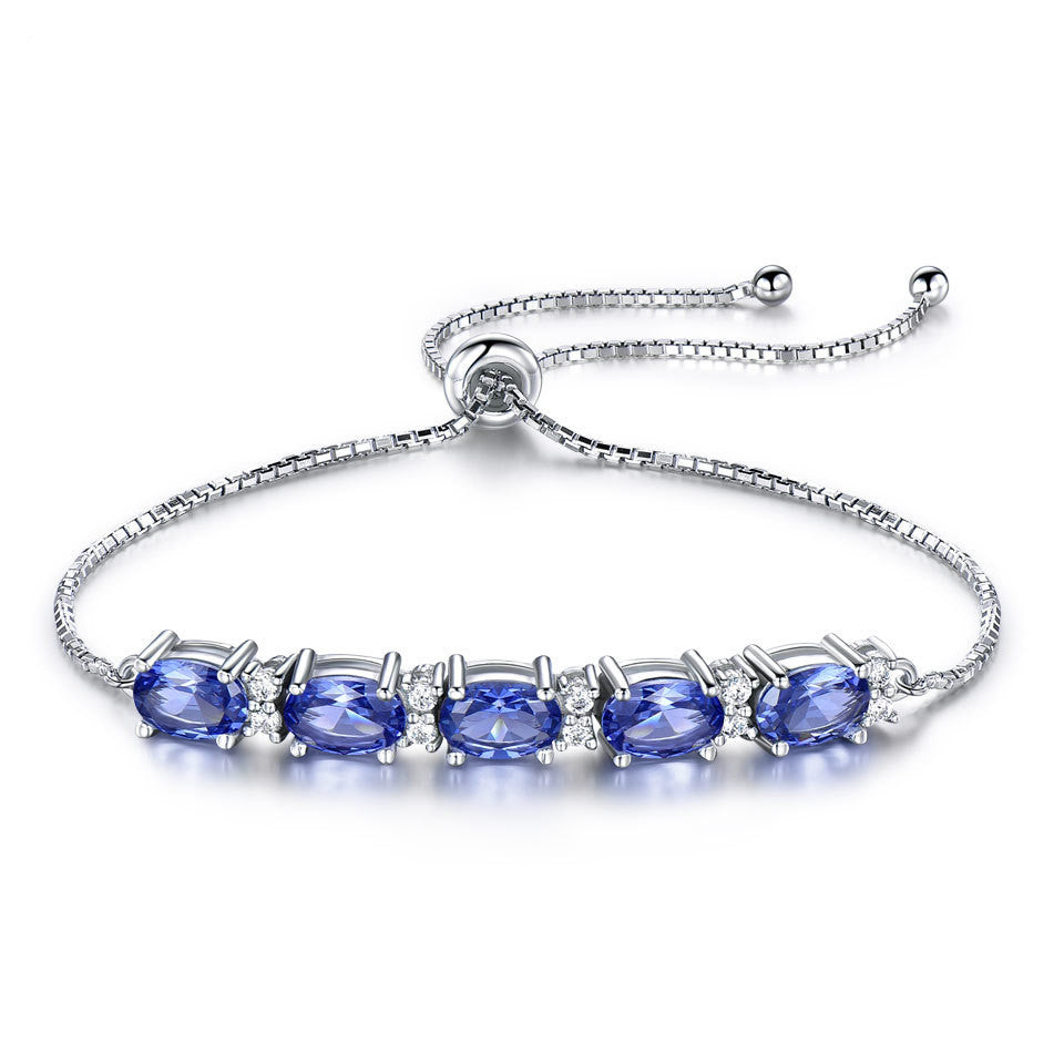 Blue Topaz Gemstone Bracelets For Women With Adjustable Chain