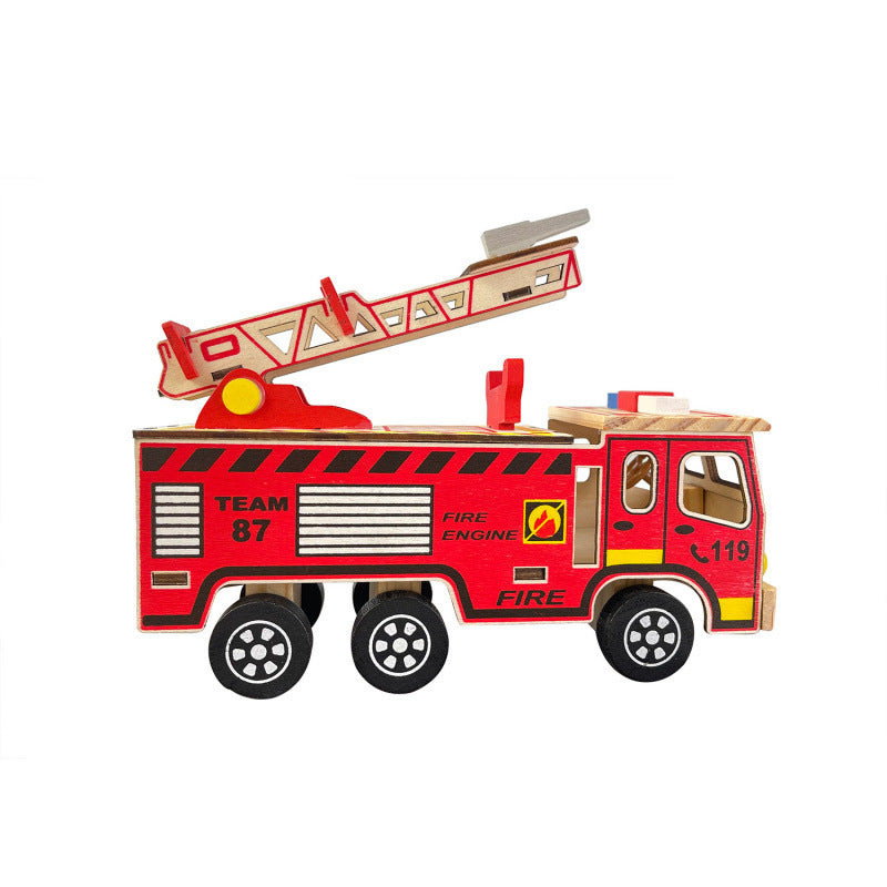 Colorful Wooden Fire Truck Children's Toy