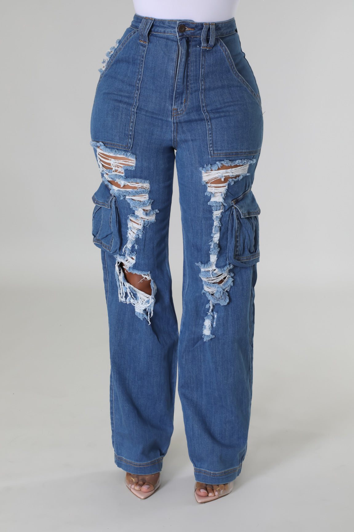 Women's Pants Ripped Stretchable Jeans