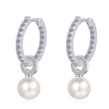 925 Sterling Silver Freshwater Pearl Inlaid Moissanite Earrings For Women - Weriion