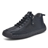 Men's Casual Retro Side Zipper Leather Shoes