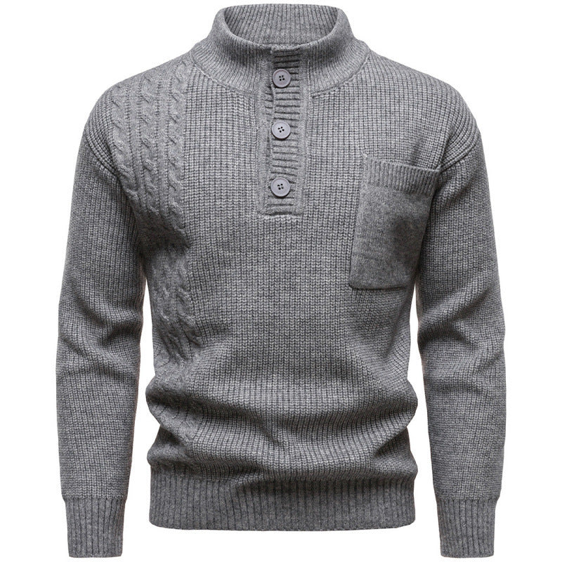 Men's Fashion British Henry Stand Collar Sweater