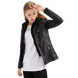 Detachable Two-Piece Hooded Leather Jacket For Women