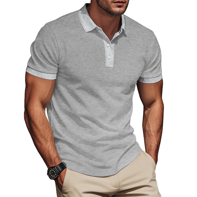 Men's Lapel Color Matching Short Sleeve Polo Shirt Plus Size