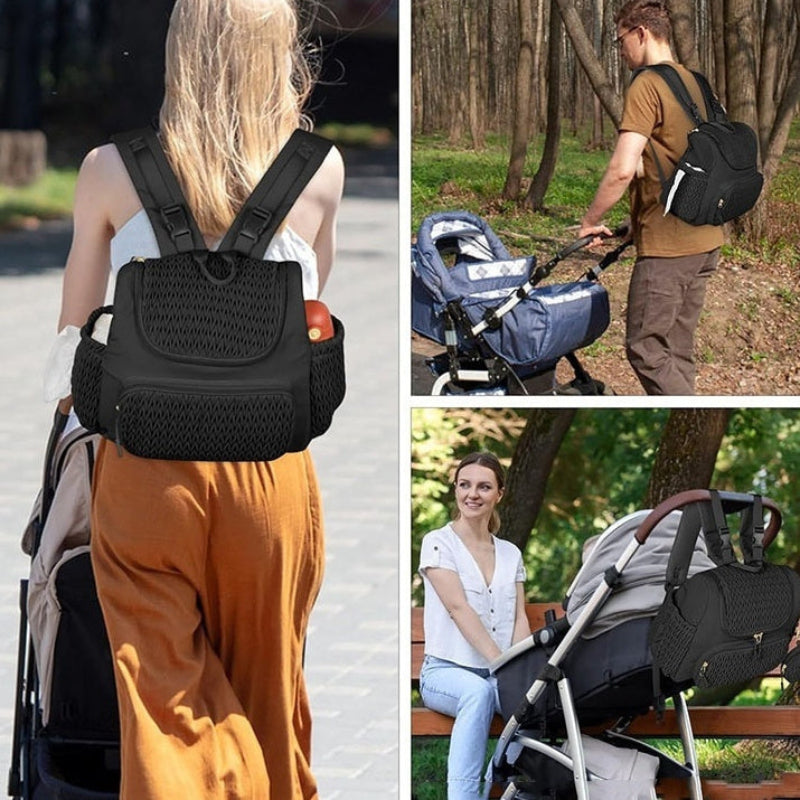 Multifunctional Quilted Diaper Bag Backpack For Parents