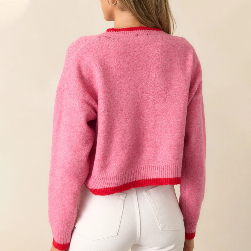 Women's Strawberry Pullover European And American Leisure Short Long-Sleeved Sweater Top