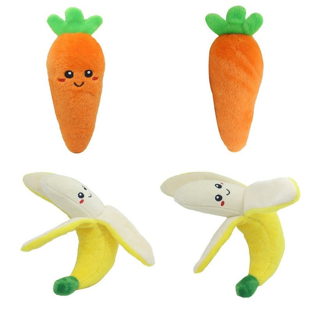 Juguetes masticables suaves de frutas y verduras de peluche para mascotas