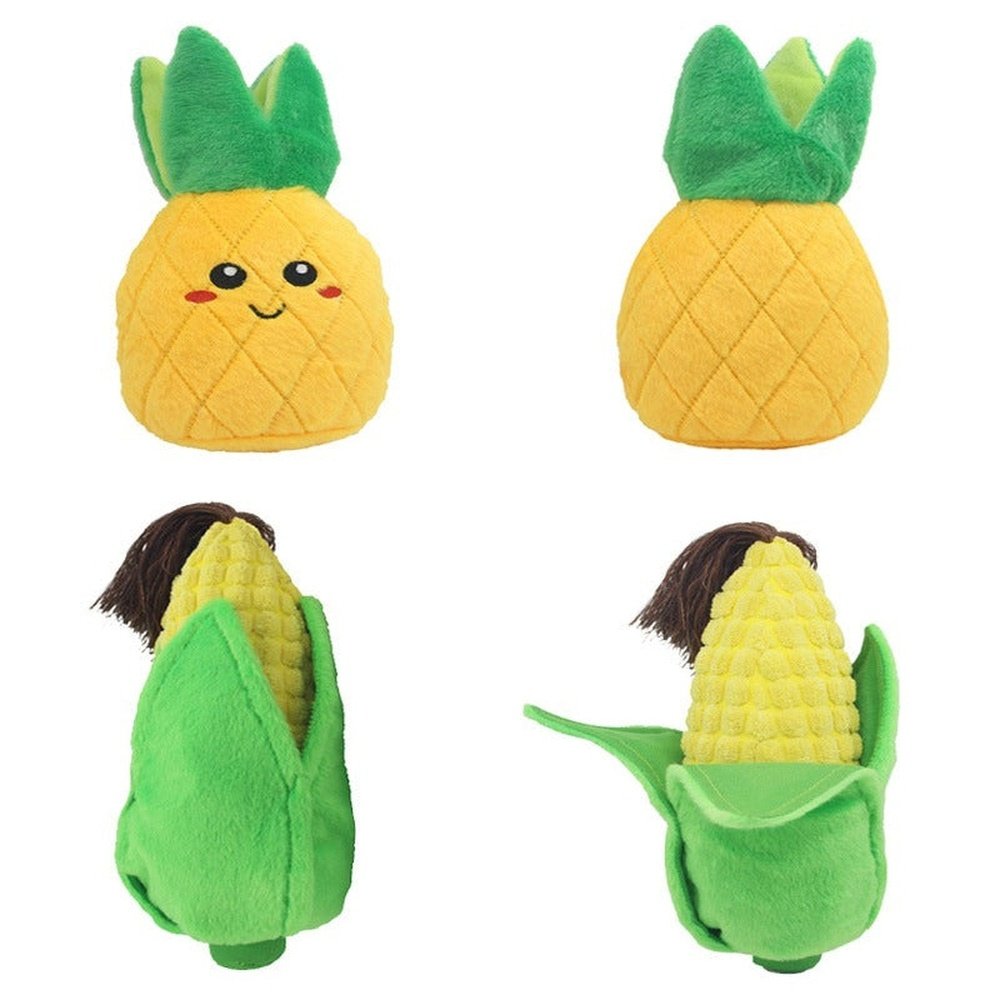 Juguetes masticables suaves de frutas y verduras de peluche para mascotas