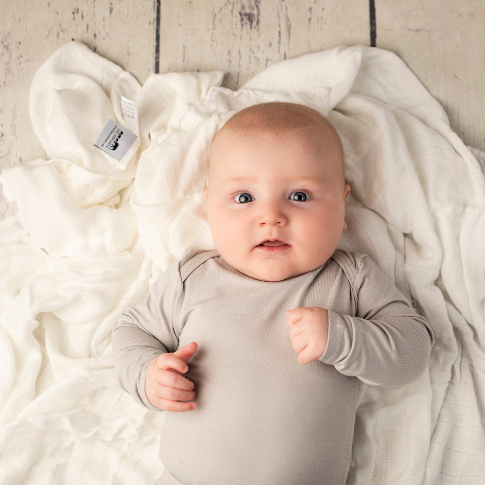 Bamboo Baby Long Sleeve Body Grey Romper