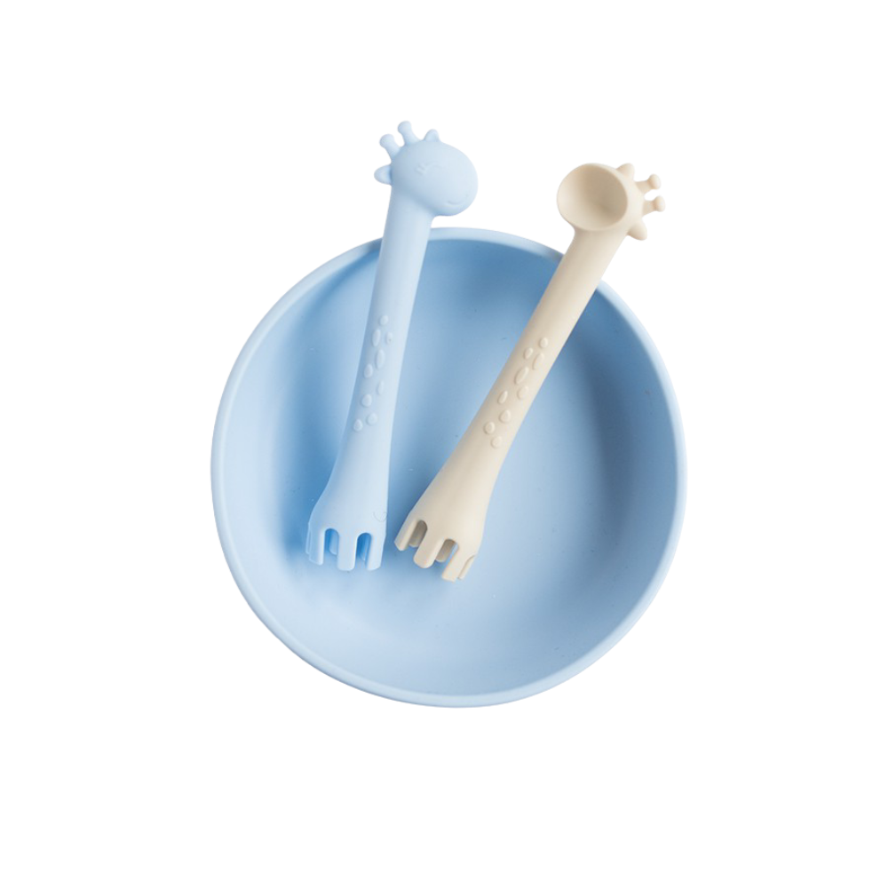 Feeding Set With Bowl & Giraffe Forks